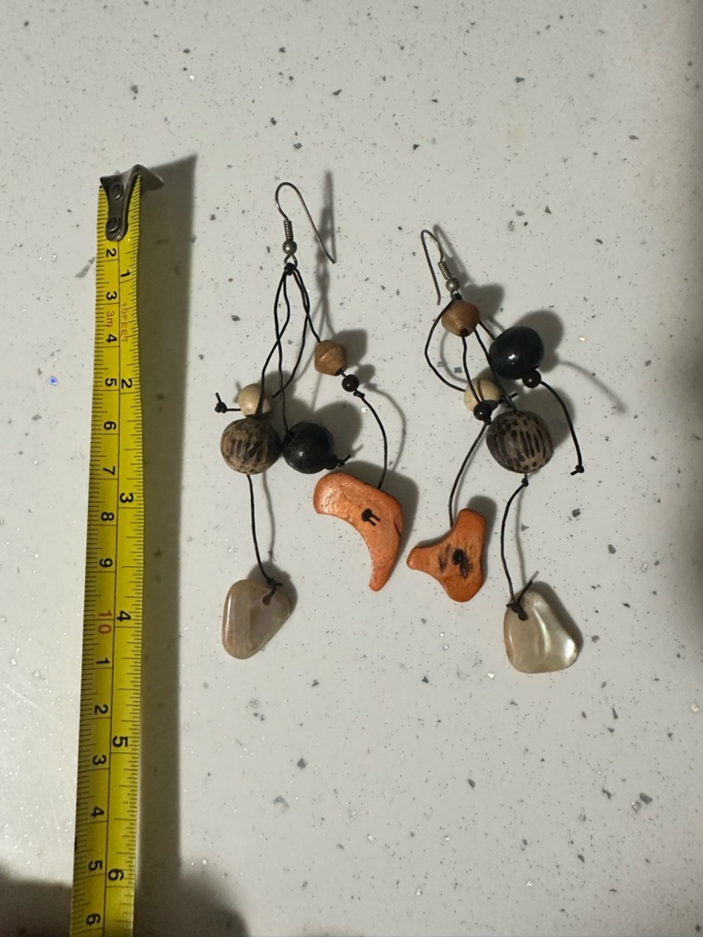 Boho Dangle Earrings with Orange Accent Beads